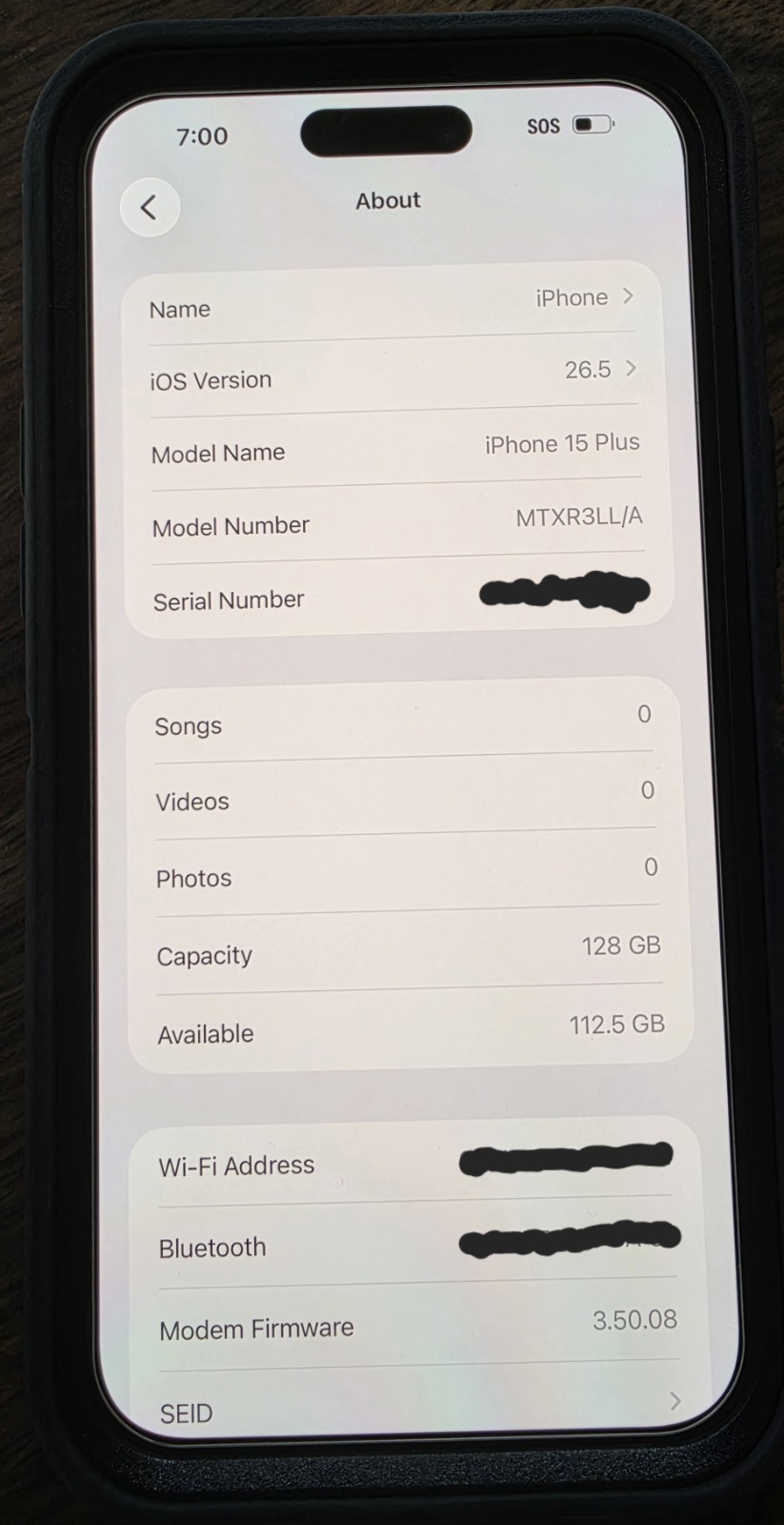 Apple iPhone 15 Plus 128GB Black Unlocked iOS 48MP (MTXR3LL/A)