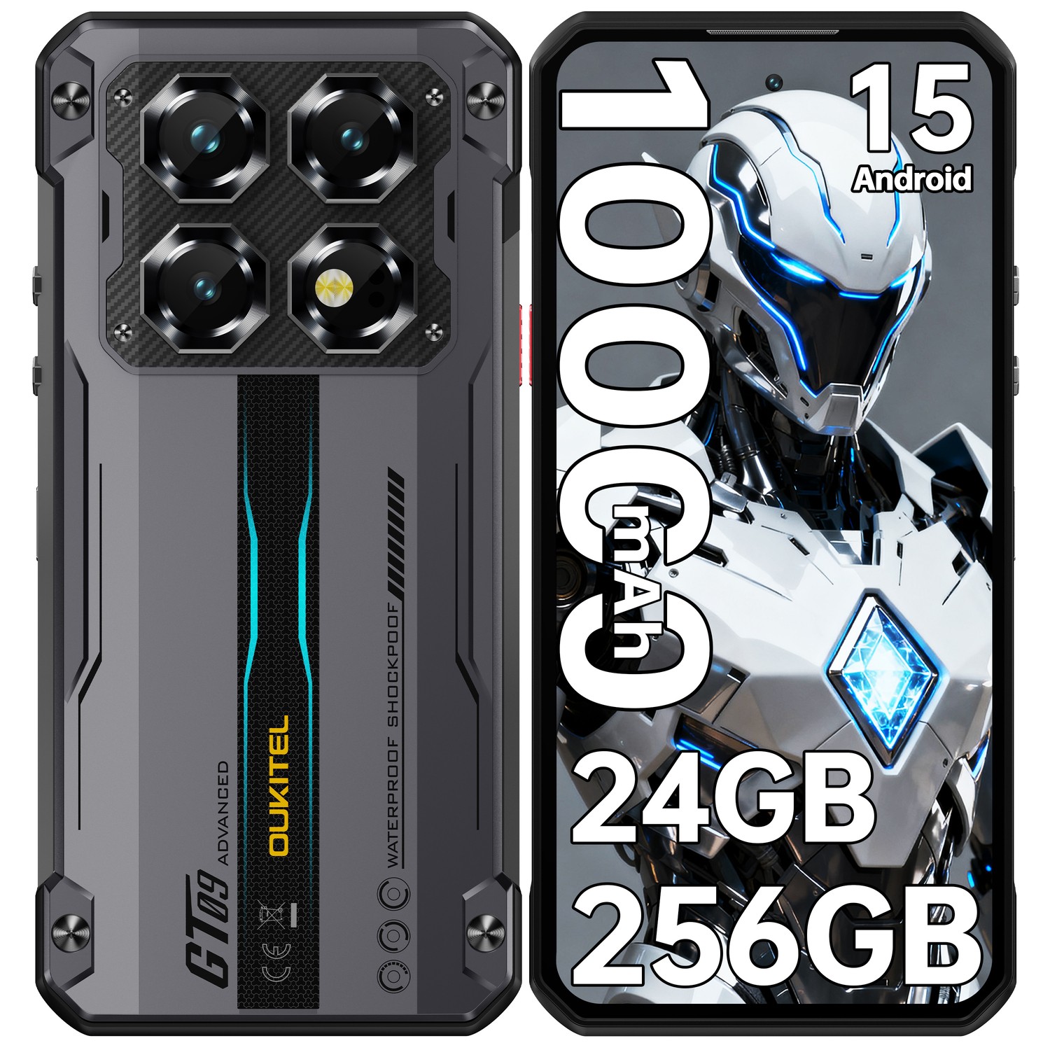OUKITEL WP60 Rugged Phone 5G 10000mAh Android 15 Smartphone 7.2 in 24GB+256GB