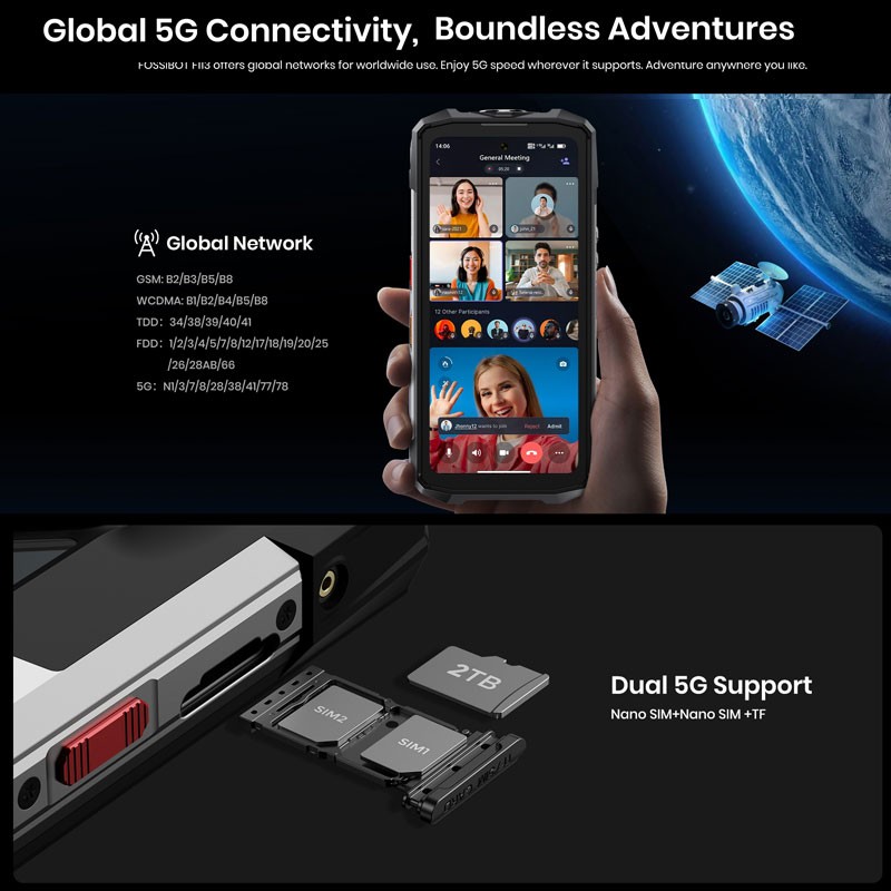 FOSSiBOT F113 5G Rugged Phone Android 15 Night Vision Waterproof Dual SIM Unlock