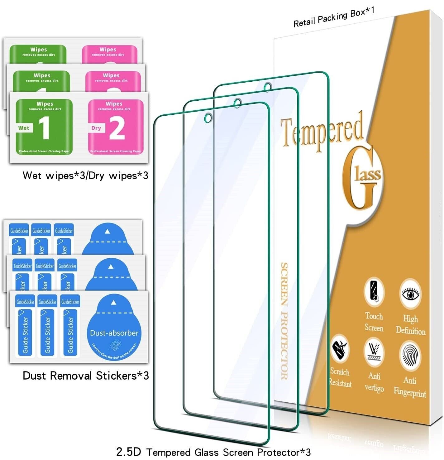 Samsung Galaxy S20 FE 5G Screen Protector Tempered Glass Bubble Free 3Pack Saver