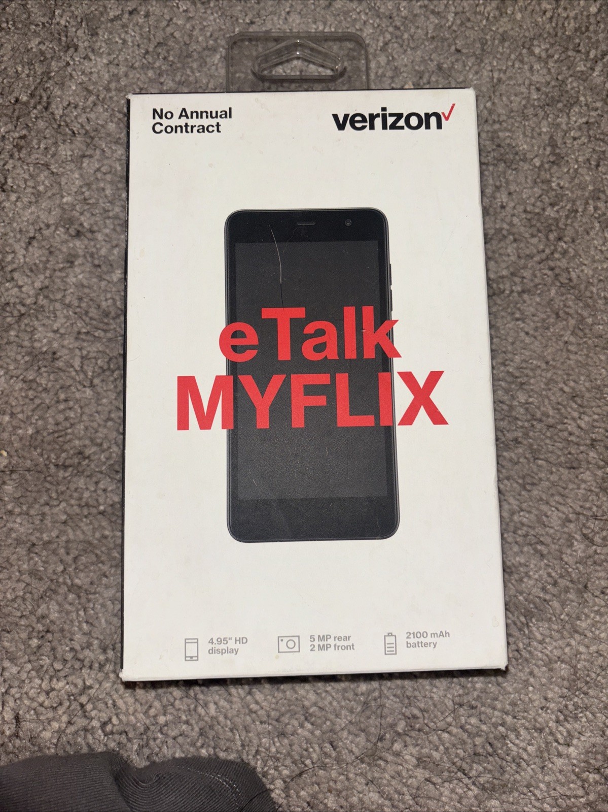Verizon eTalk MYFLIX Prepaid Smartphone 4.95″ HD Display Black 5MP Brand New