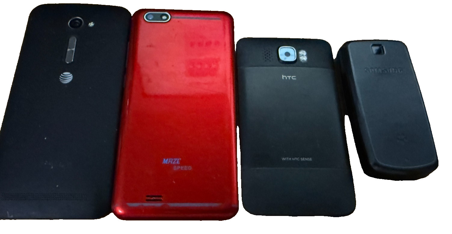 Parts or Repair As-Is 4 Phones (Samsung-HTC-MAZE-ISUS) good shape UNTESTED