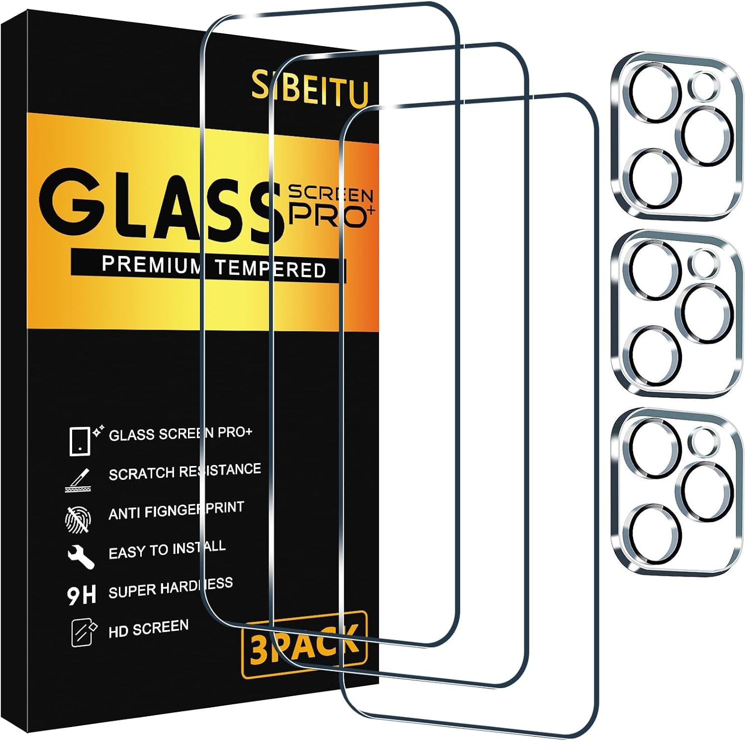 3 Pack Screen & Camera Lens Protectors for iPhone 16 Pro Max 6.9 Inch HD