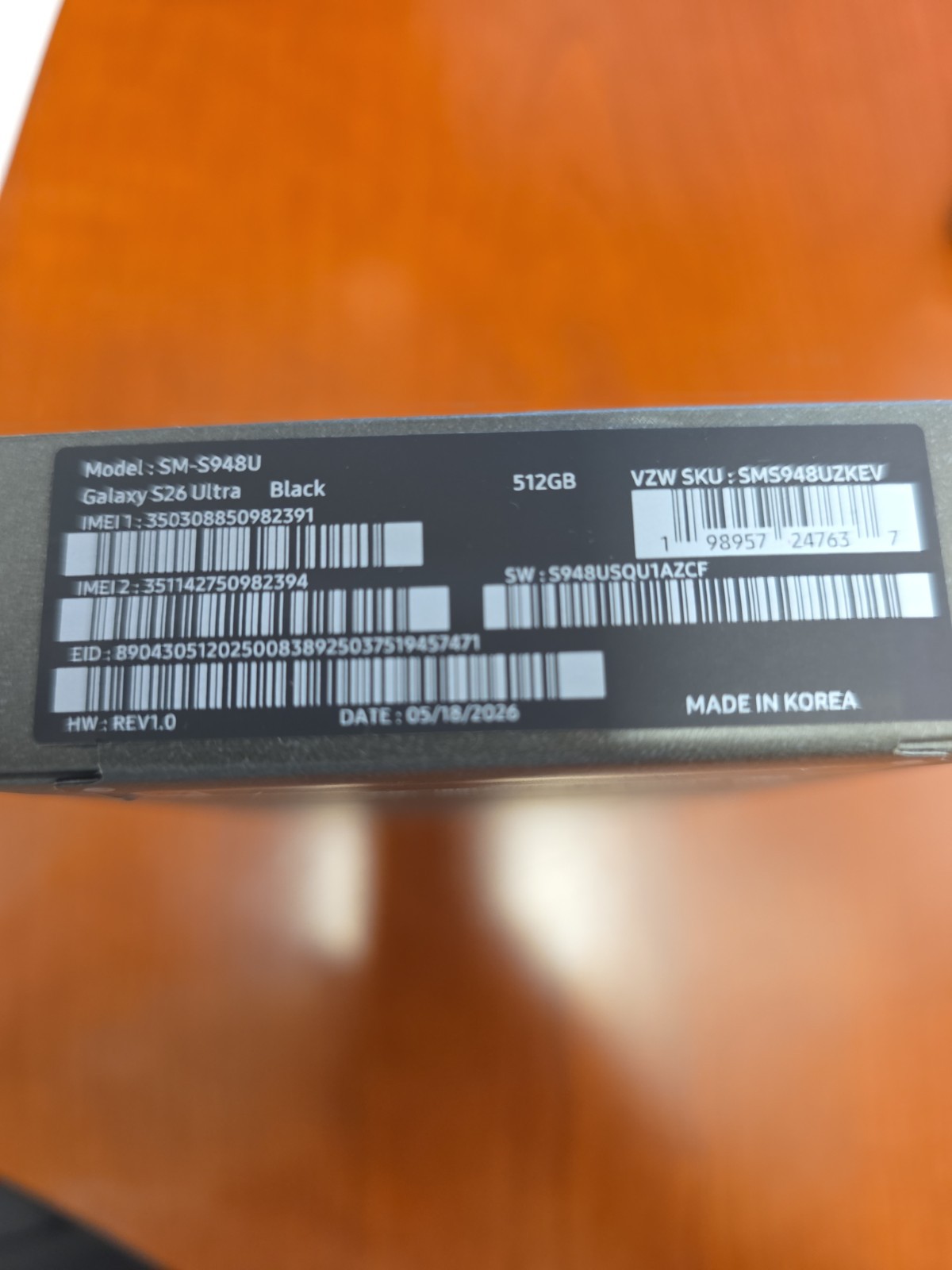 Samsung Galaxy S26 Ultra Black 512GB VERIZON Check ESN AS IS