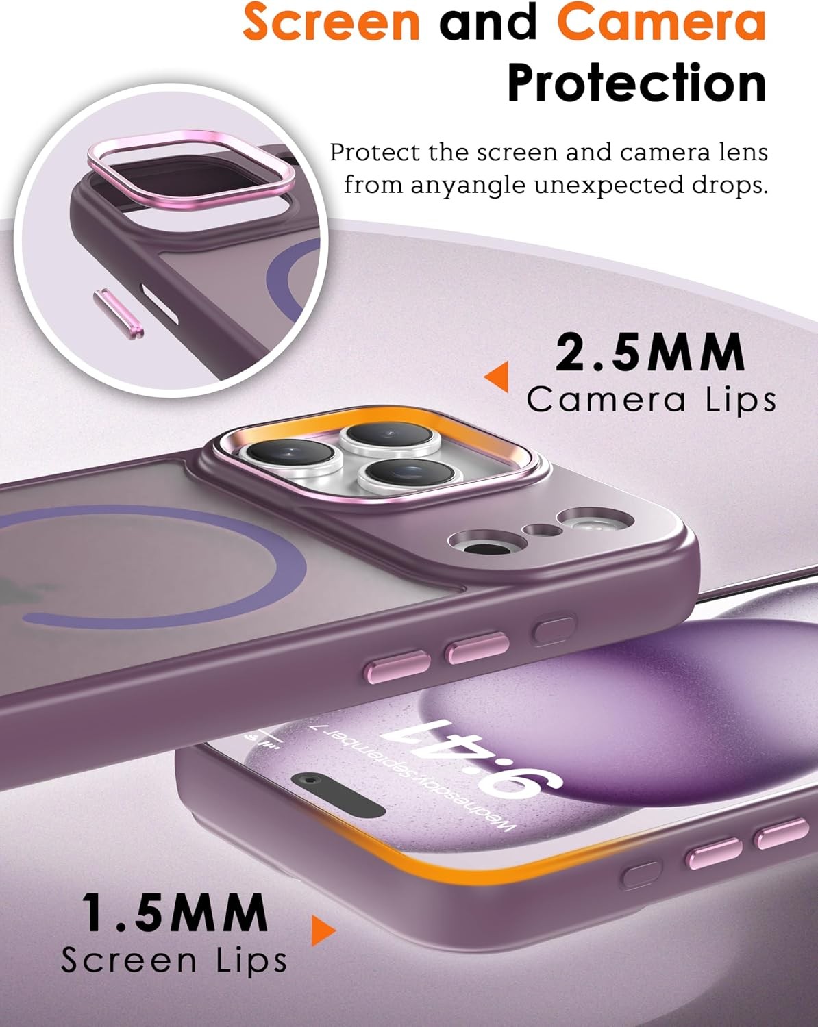 Magnetic Case for iPhone 13 Pro Max – Translucent Matte Slim Thin Shockproof Cov
