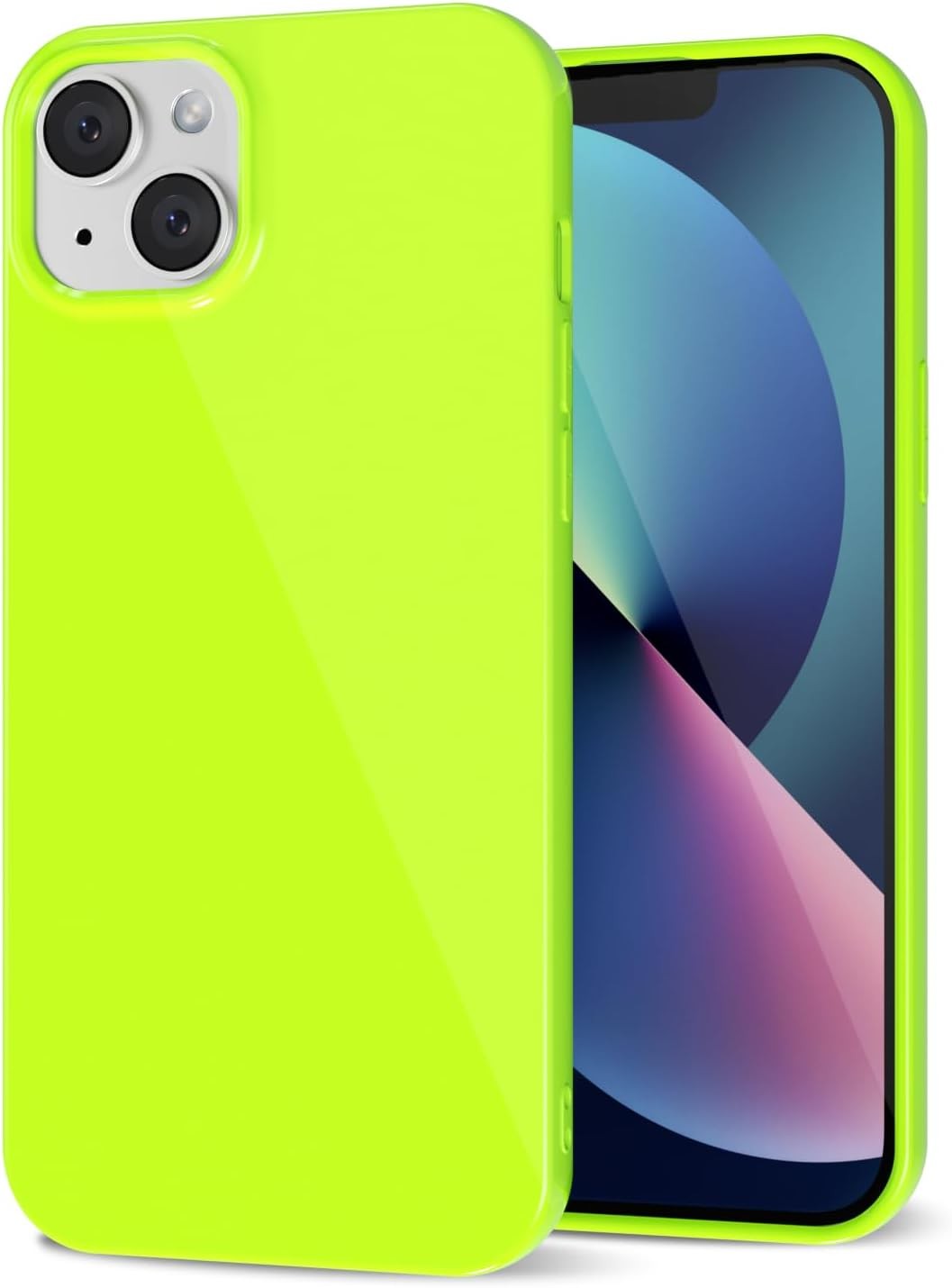 Phone Case for iPhone 13 Mini Liquid Silicone Cute Girly Thin Neon Green Lime