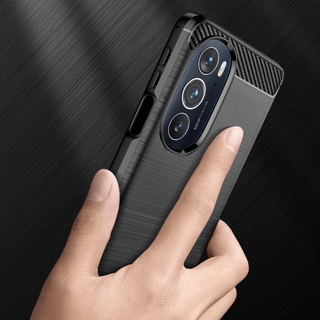 Motorola Edge Plus 2022 Case, Shock-Absorption TPU Rubber Protective Cover (Blac