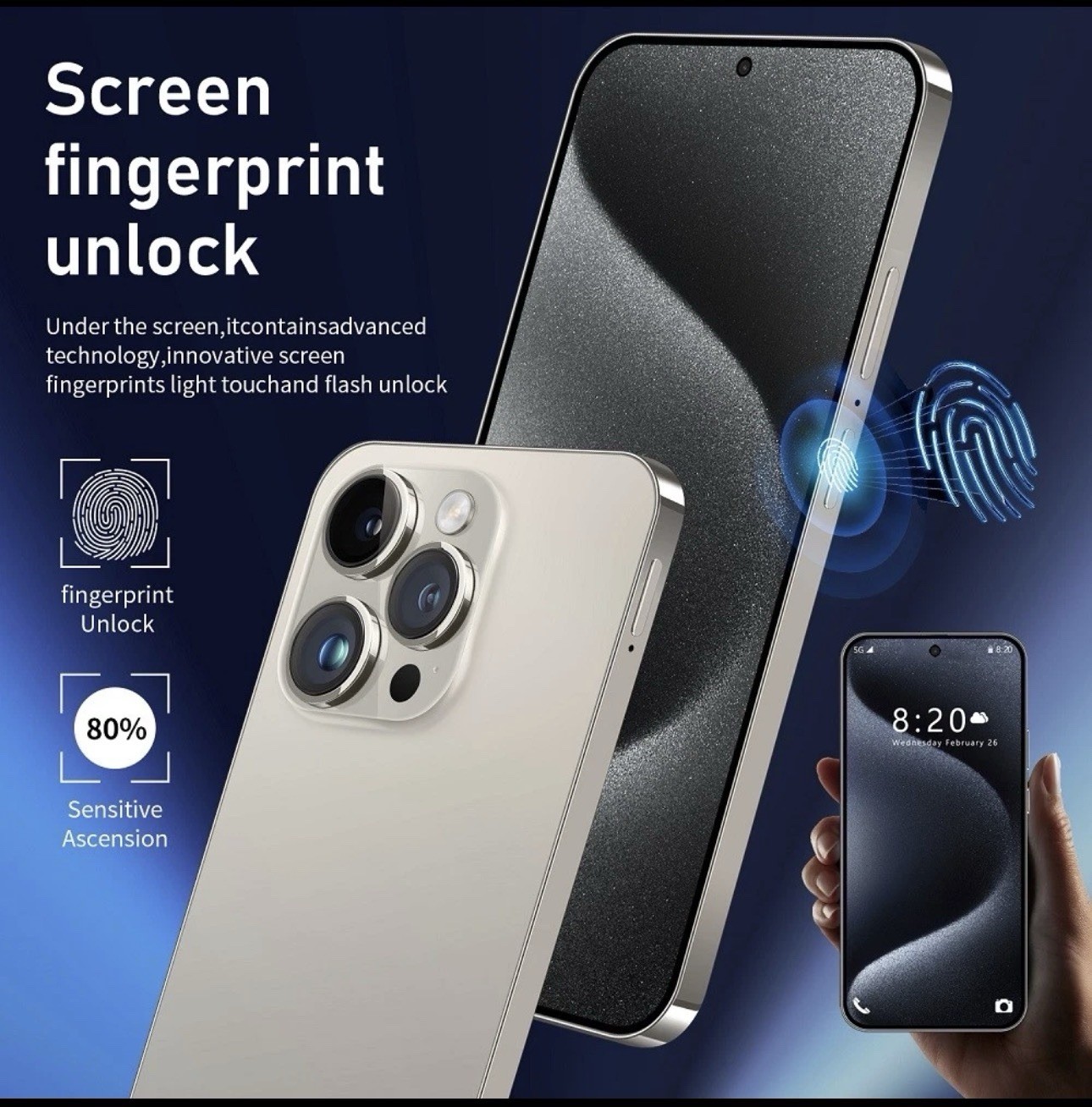 I15 Pro Max Unlocked Smartphone 256GB Android Dual SIM 4G Cheap Cell Phone Mobil