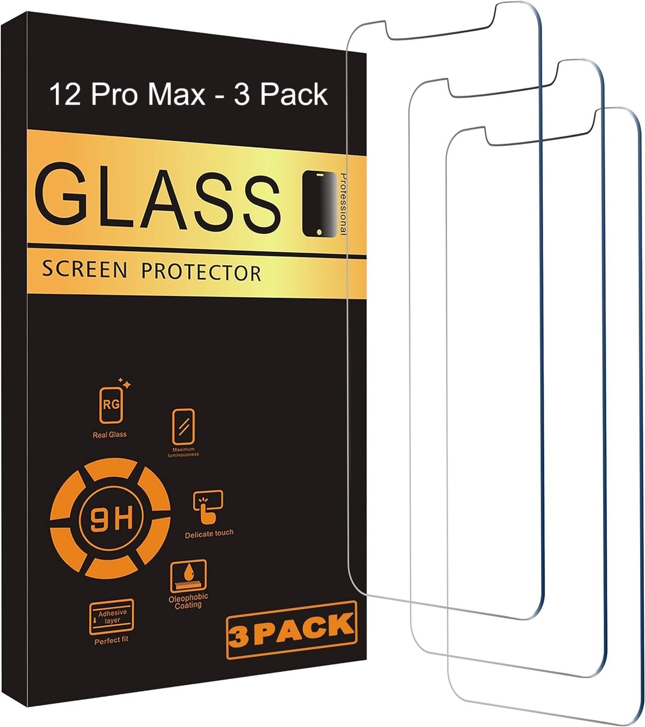 iPhone 12 Pro Max Screen Protector Tempered Glass 6.7in Anti Scratch Bubble Free