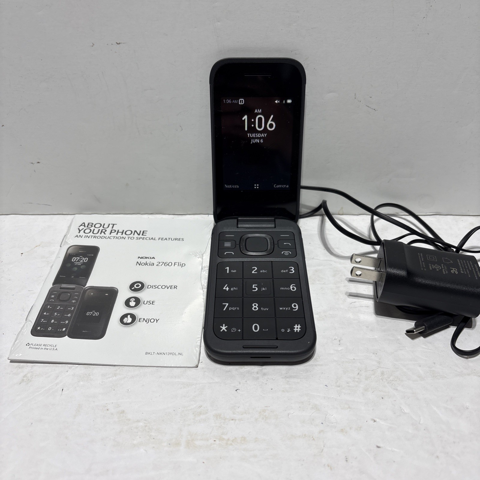 Nokia N139DL Flip Cell Phone TracFone 4G LTE KaiOS 3.1 Black Tested Working