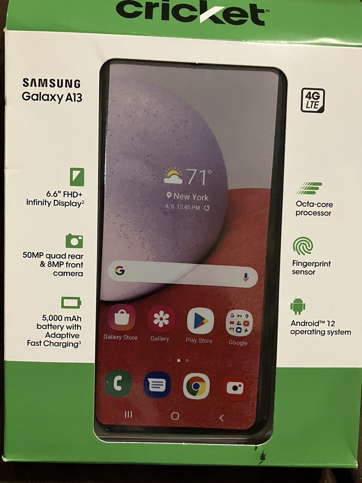 New SAMSUNG A13 4G LTE 6.6″ 32GB 4GB .only Cricket Wireless New Acc Or Upgrade