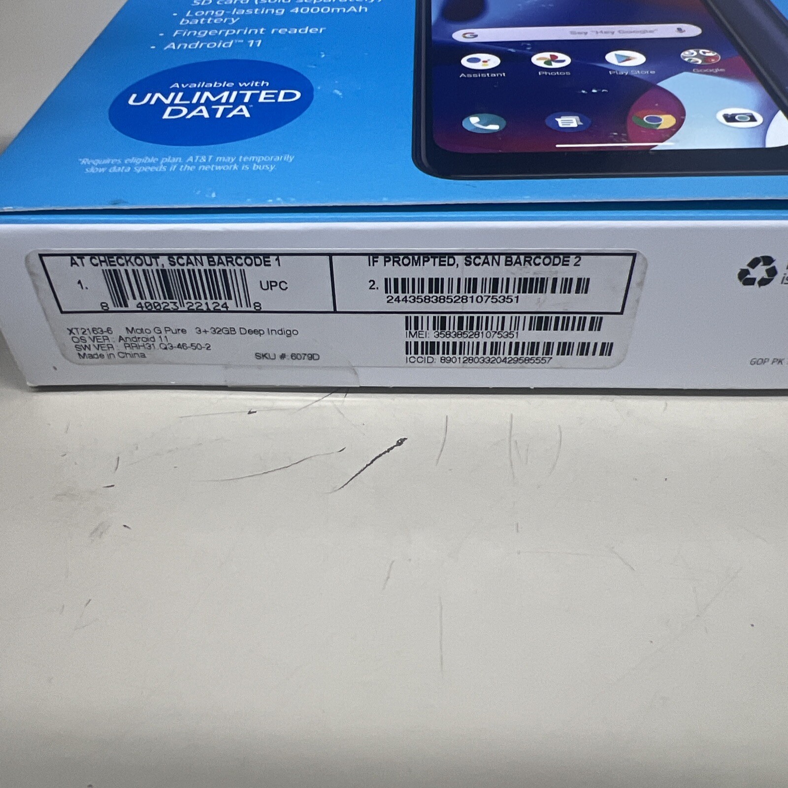 AT&T Prepaid Motorola XT2163-6 6.5” Moto G Pure 3 GB RAM 32GB Storage 4G LTE