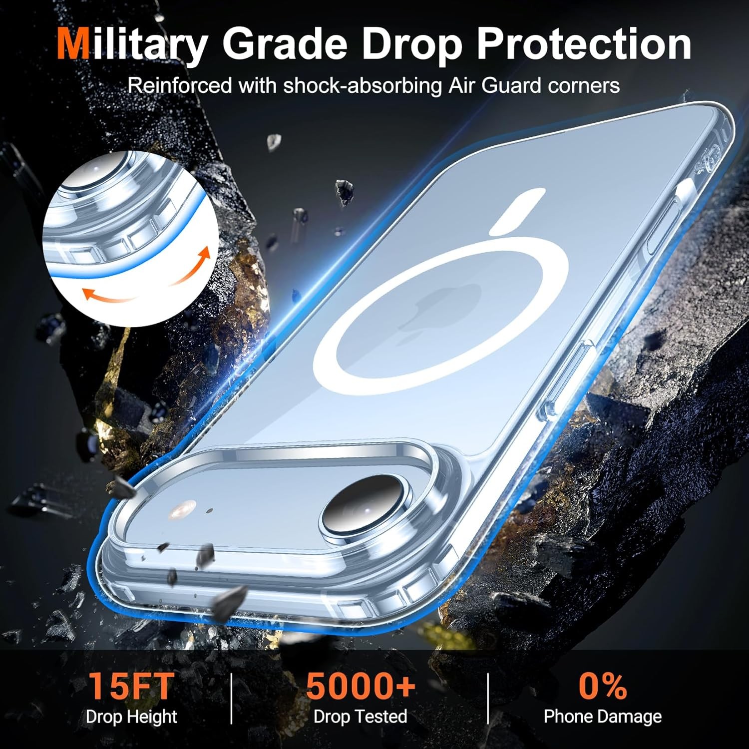 Designed for iPhone Air Case Clear, Shockproof Slim Magnetic Phone Case 6.5 inch