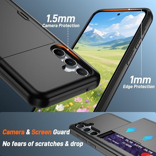 Compatible with Samsung Galaxy A55 5G Case, Dual Layer Shockproof Wallet Cover