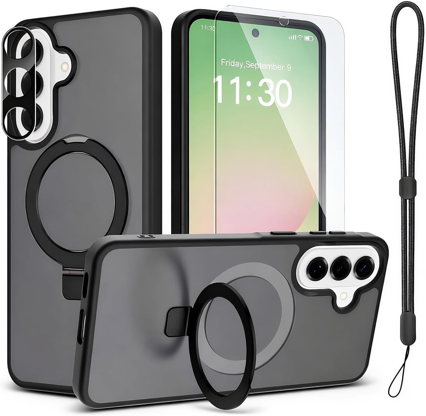 Case for Samsung Galaxy A57 5G, Magnetic Car Mount, Translucent Case, Black