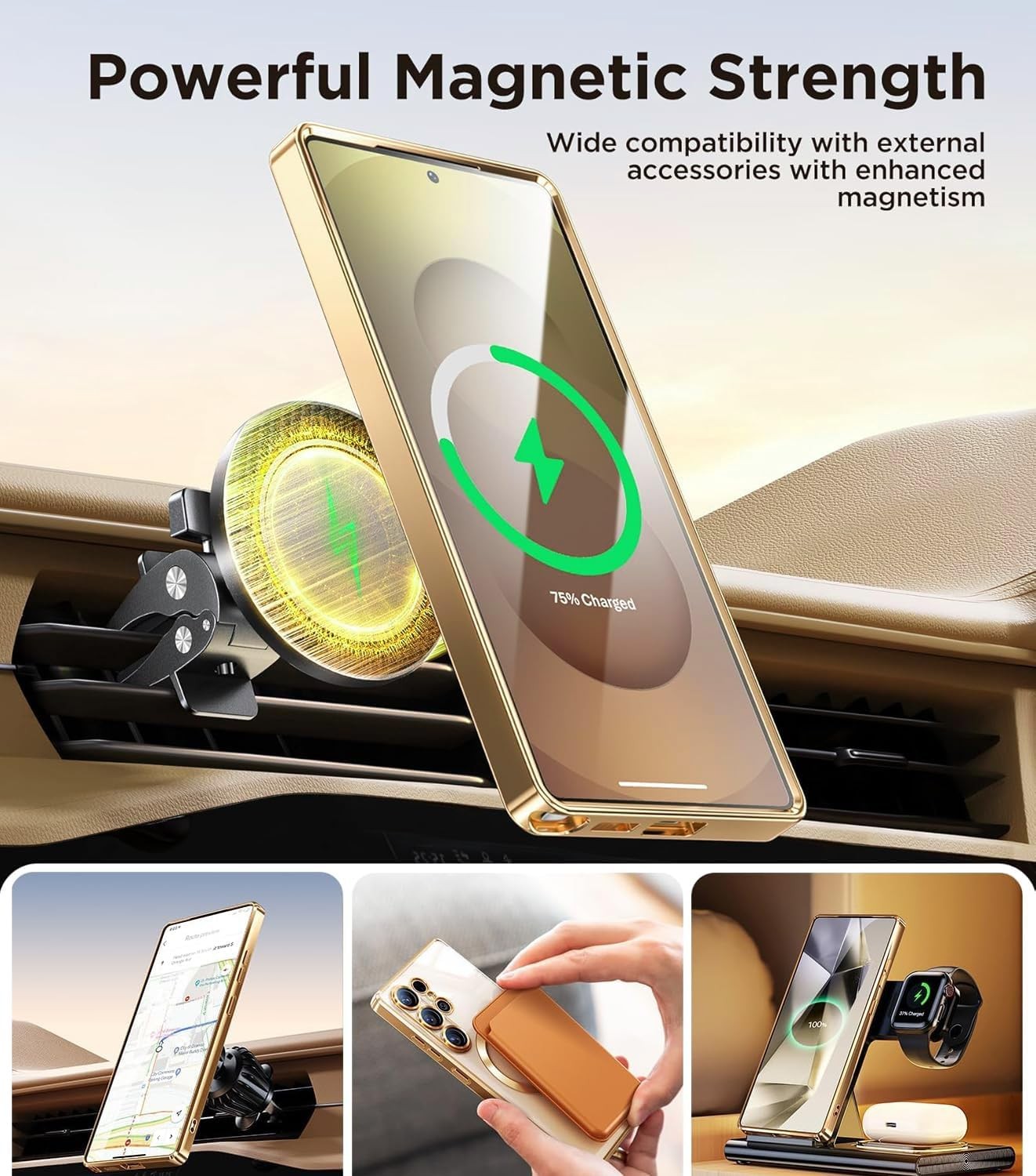 Clear Luxury Shockproof Magnetic Glossy Case for Samsung Galaxy S26 Ultra, Green