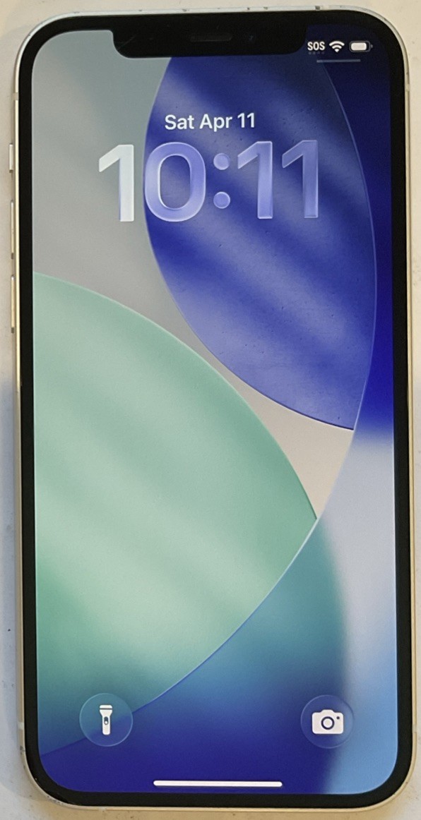 USED WHITE GSM UNLOCKED iPhone 12, 64GB A2172 MGF53LL/A WITH 84% BATTERY HEALTH