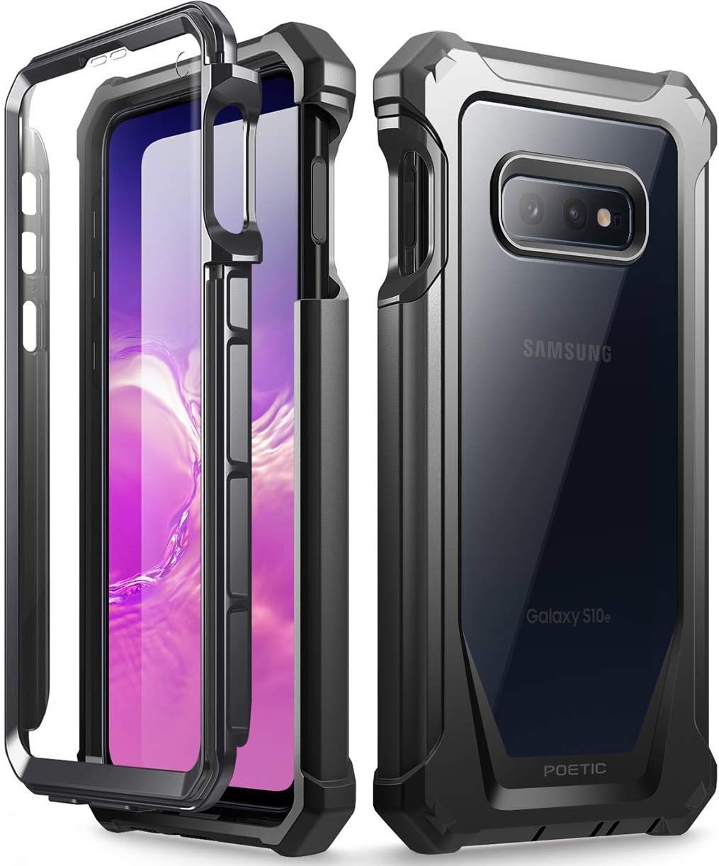 Full-Body Hybrid Bumper Cover, Rugged Clear Case for Galaxy S10e 2019, Black