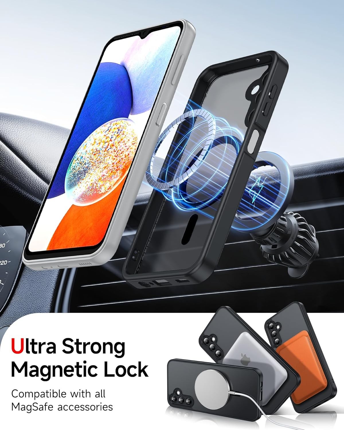 Samsung Galaxy A14-5G Phone Case with 2 PCS Screen Protector & Raised Camera Gua