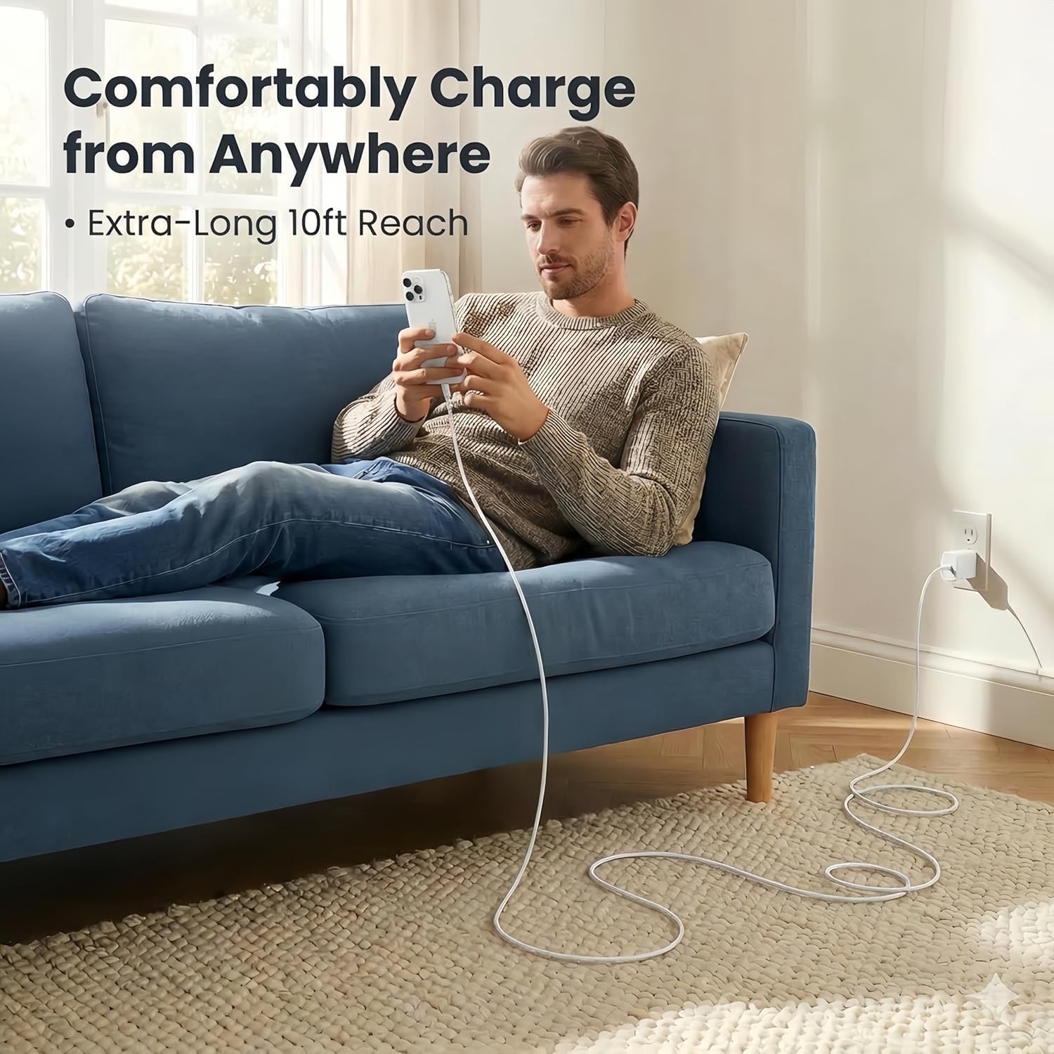 45W USB-C Fast Wall Charger for Samsung Galaxy S26, S25 & iPhone 17/16/15 10ft