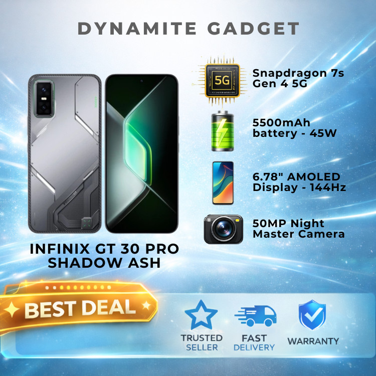 Stock Ready – Infinix GT 30 PRO 5G Smartphone 12GB+256GB Shadow Ash