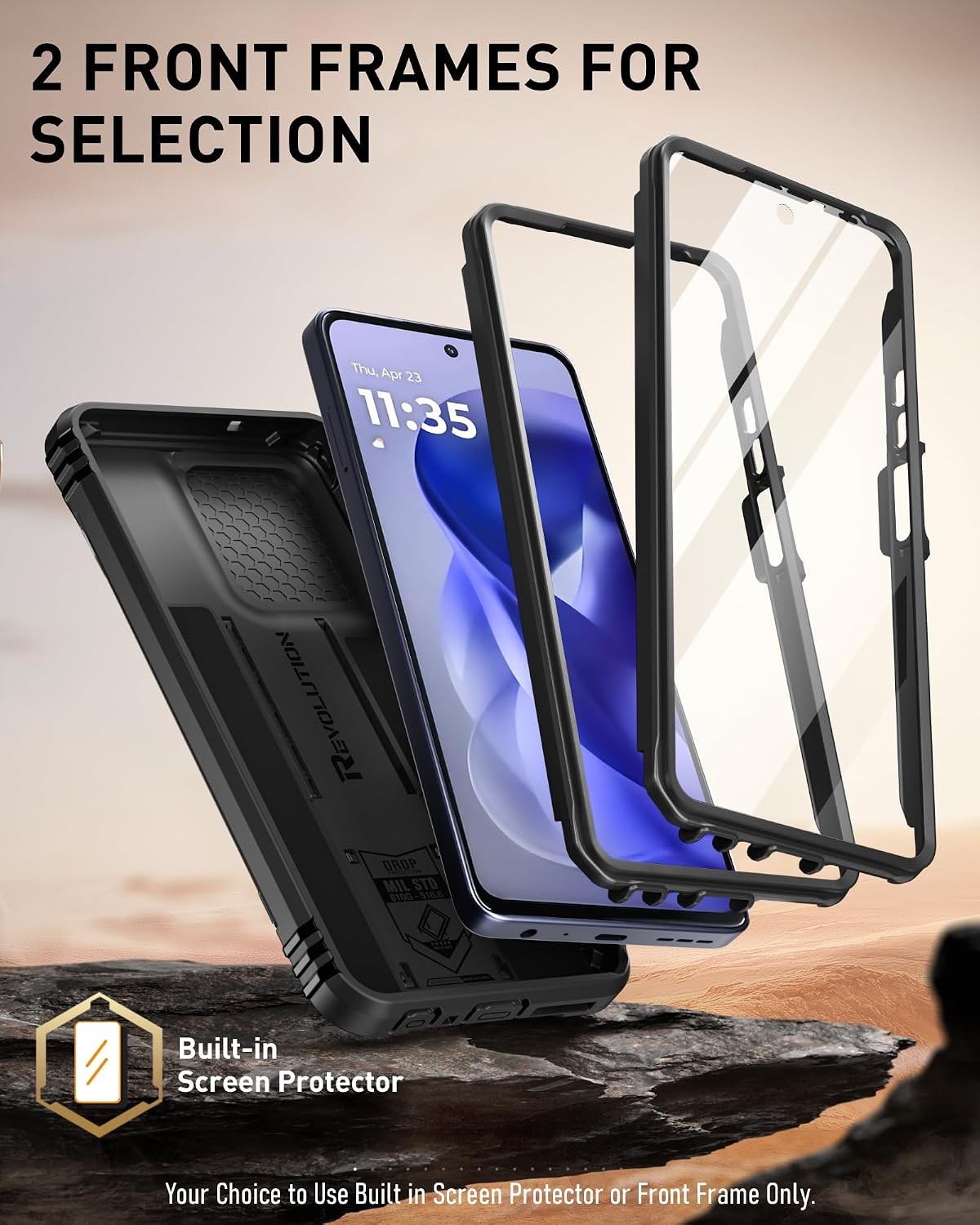 1. For Motorola Moto G Power 5G 2026, Revolution Case, Shockproof Cover, Black