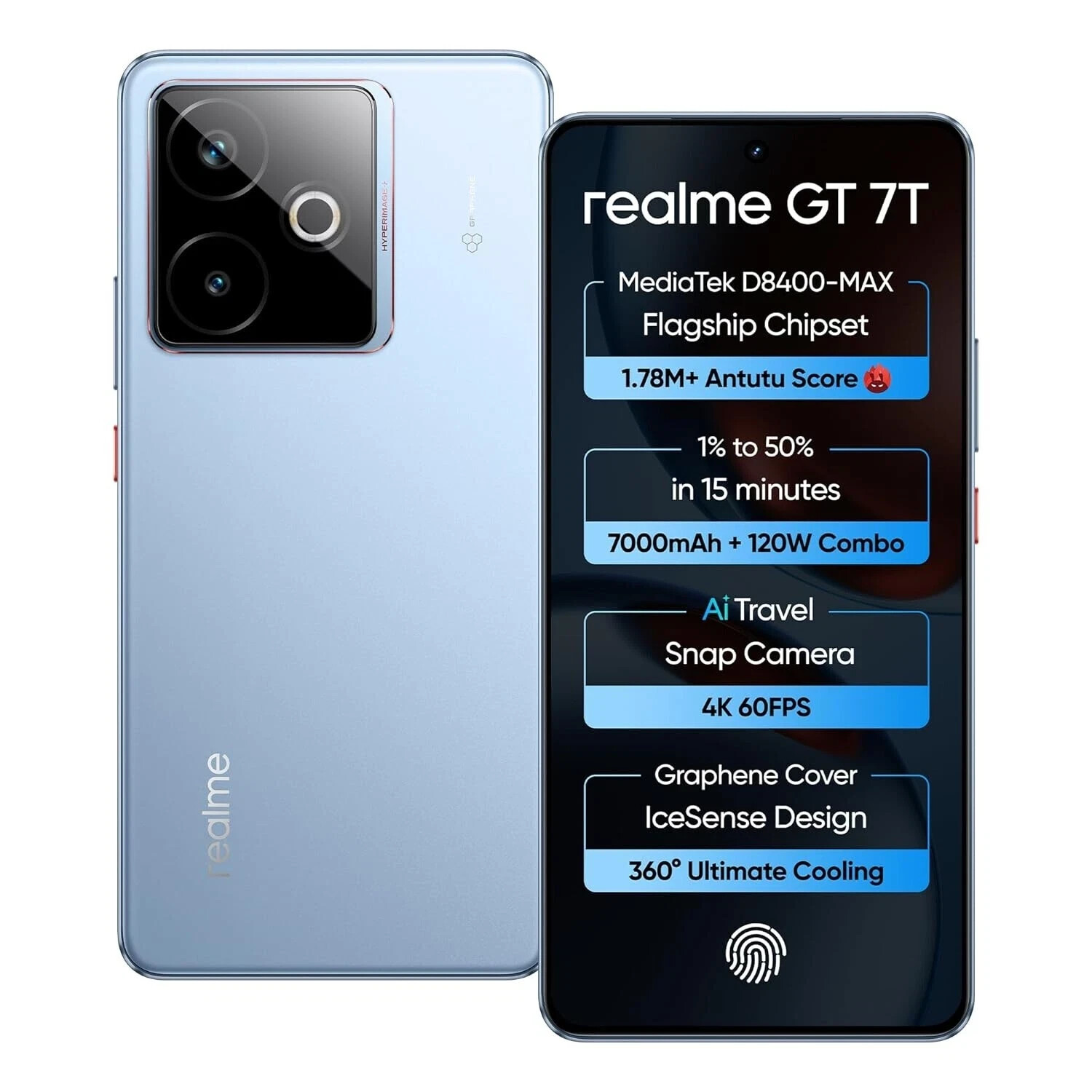 realme GT 7T Factory Unlocked-Dual SIM-Global ROM-12GB RAM 512GB Storage-Blue