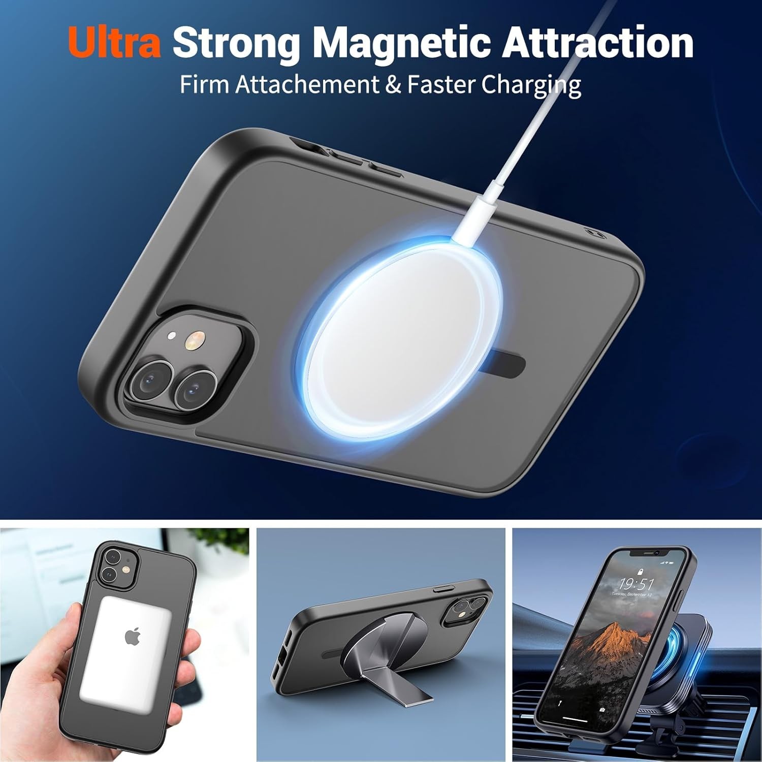 Magnetic for iPhone 12 Mini Case & iPhone 13 Mini Case Slim Translucent Matte Co