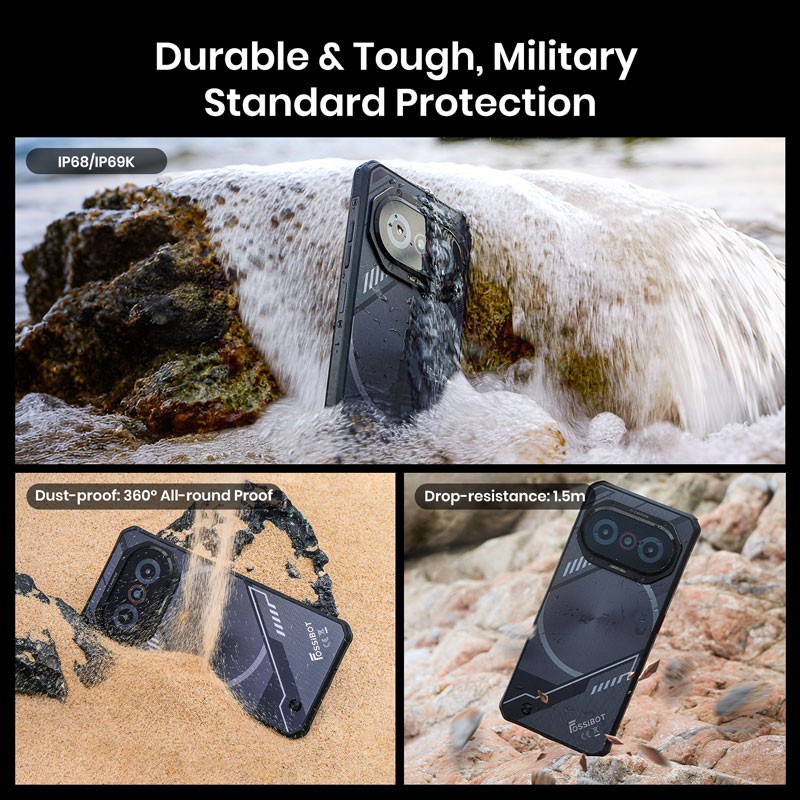 6.6″ FOSSiBOT F114 4G LTE Rugged Phone Android 15 Outdoors Thin Mobile Octa Core