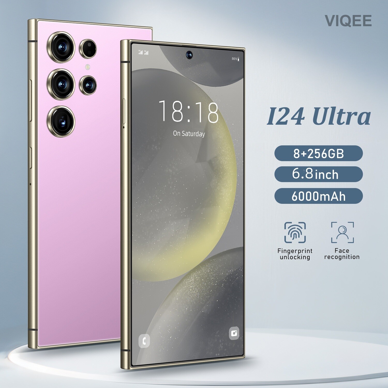 Android 13 i24Ultra Smartphone 6.8″HD Display 8+256GB ROM Mobile Phone 6000mAh