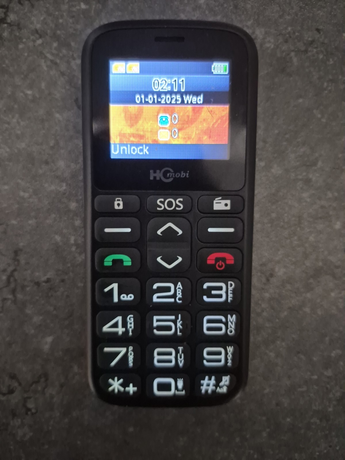HC Mobi HC216 Black RS1 Mobile Phone SOS BIG BUTTON Talking Keys NOT UNLOCKED