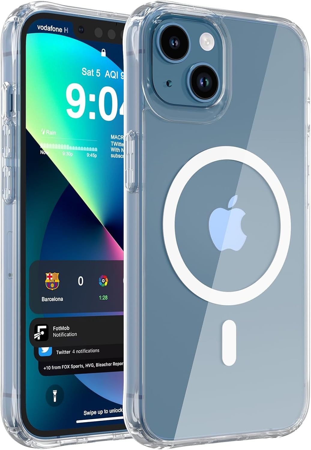 Magnetic Clear Case for iPhone 13/iPhone 14 6.1-Inch, Non-Yellowing Anti-Scratch