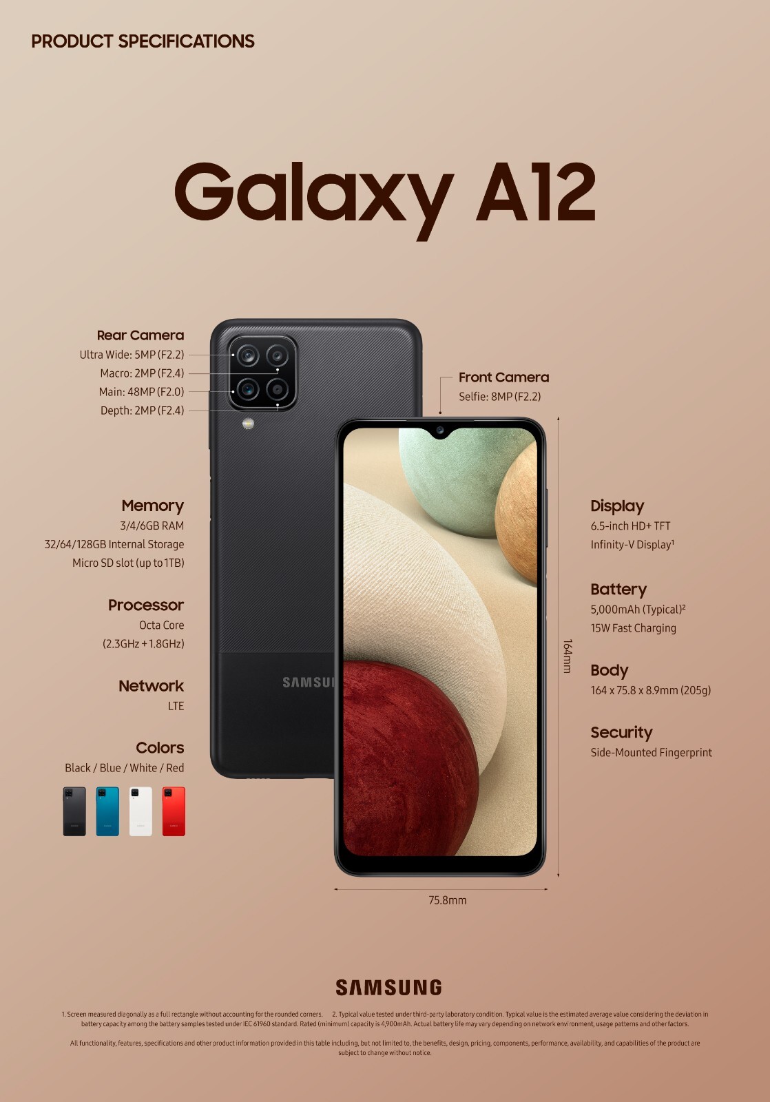 (NEW) Samsung Galaxy A12 SM-A125U – 32GB – Black (Metro)