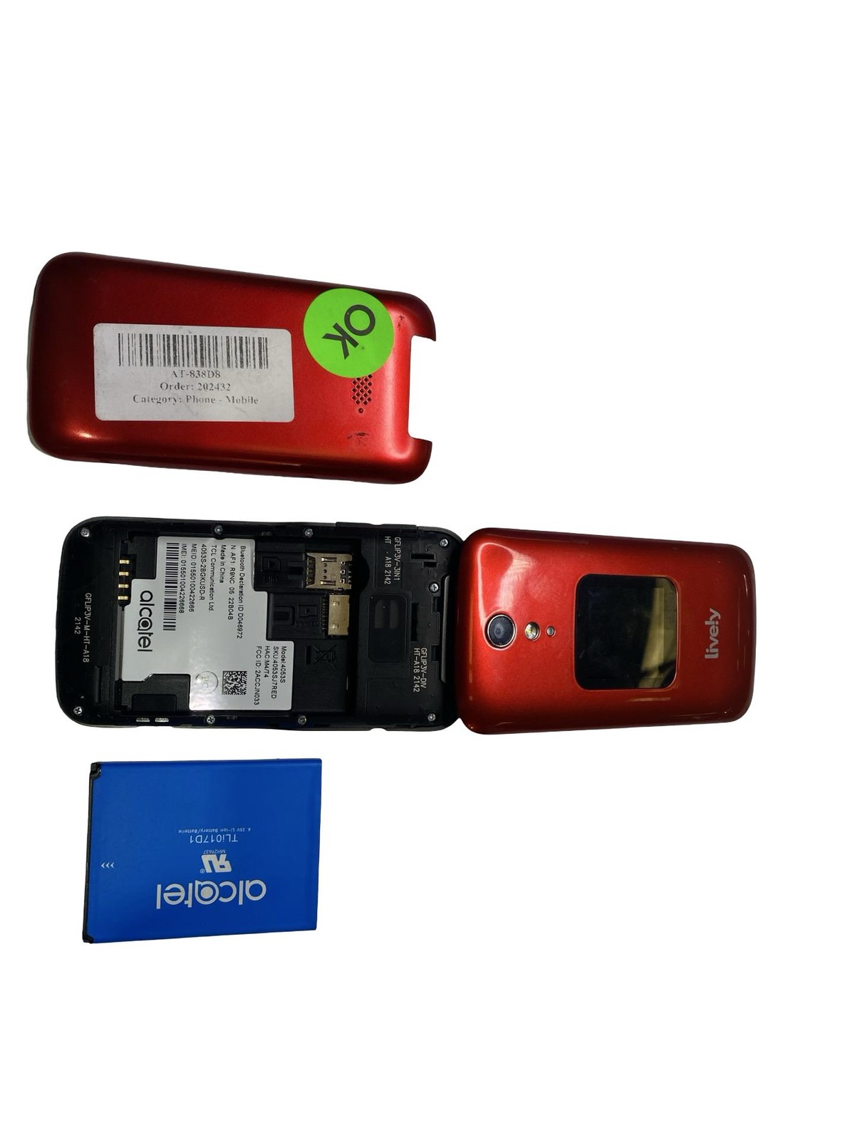 Alcatel lively 4053S Flip Phone Battery Inc RED Grade C No Adaptor