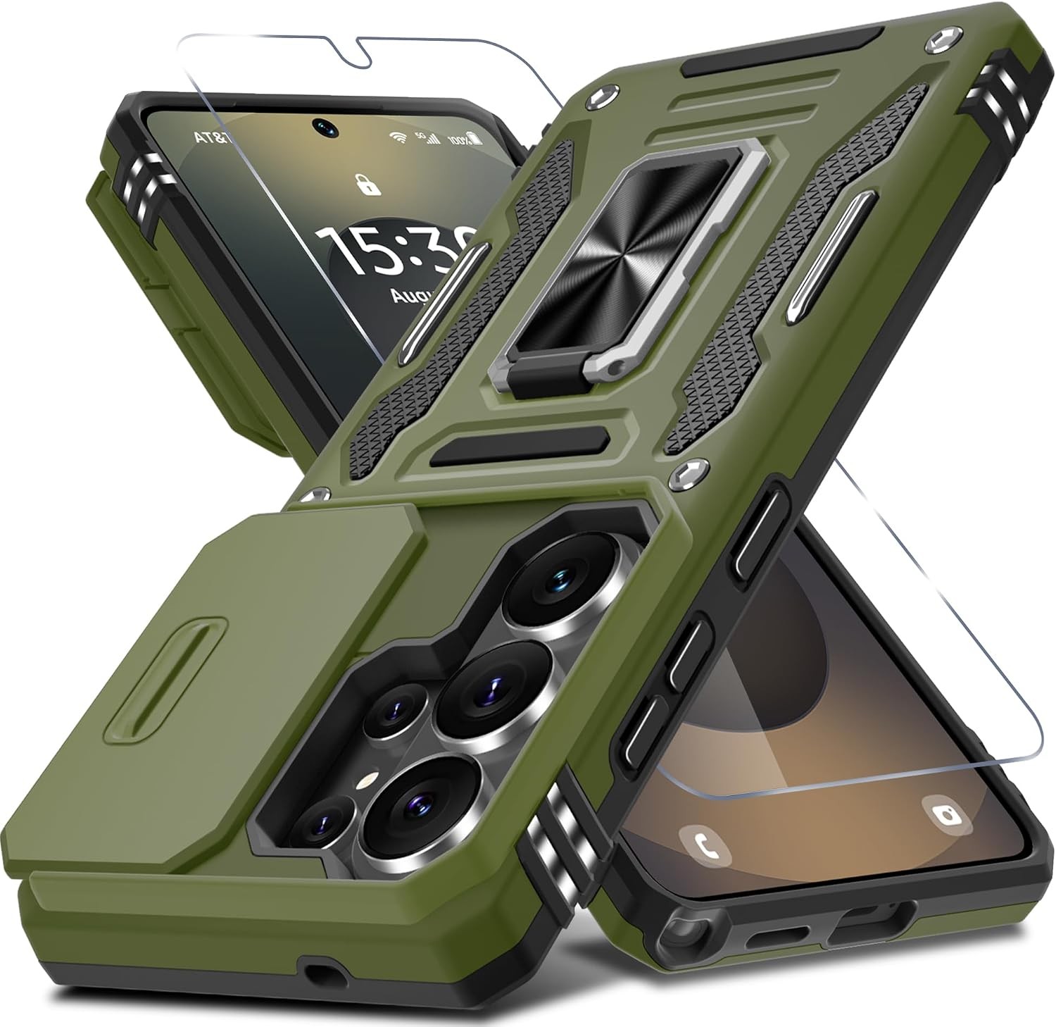 DEERLAMN Olive Green Case for Samsung Galaxy S26 Ultra 6.9″ with Kickstand & Pro