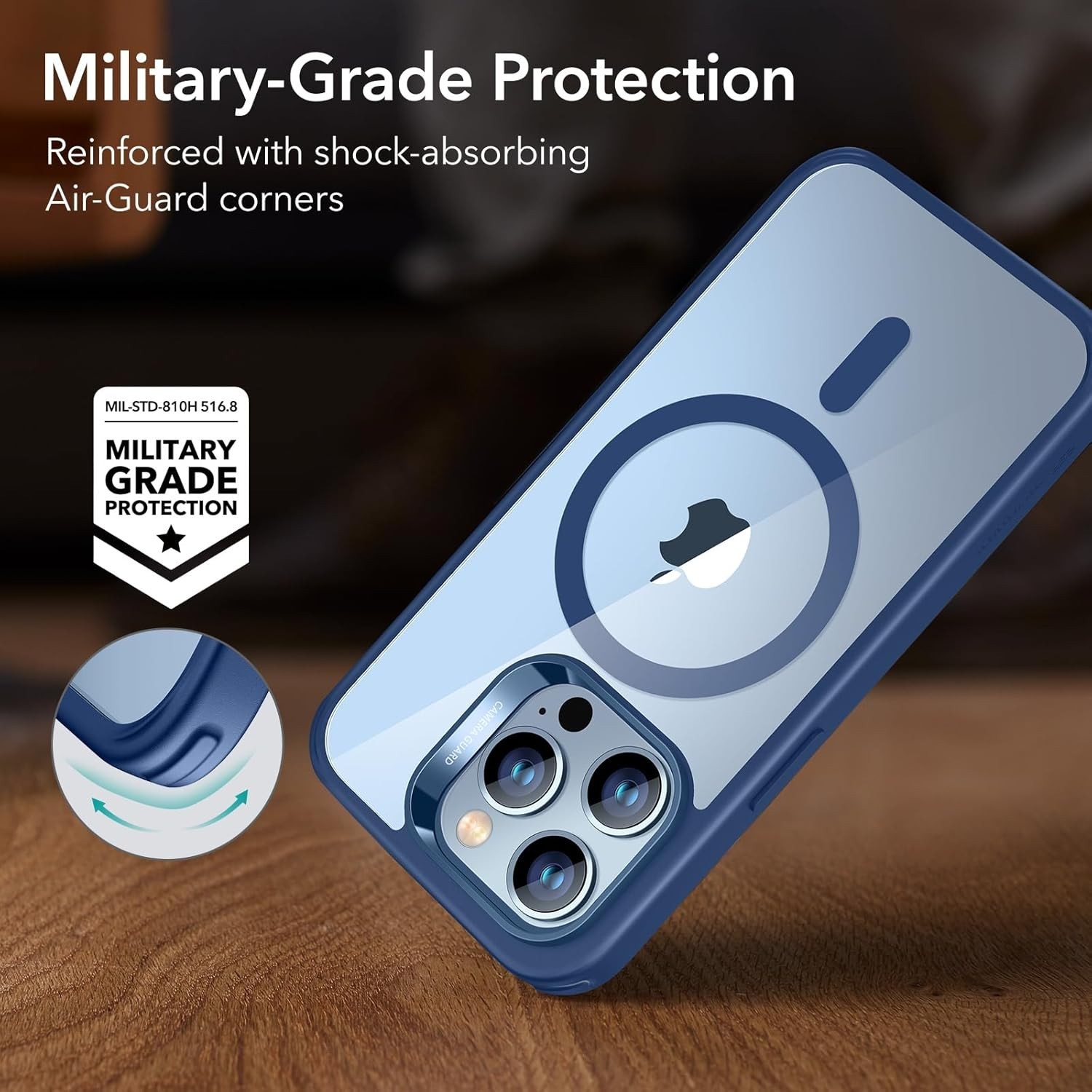 Clear Shockproof Case for iPhone 13 Pro Max, Military-Grade Protection, ESR Comp