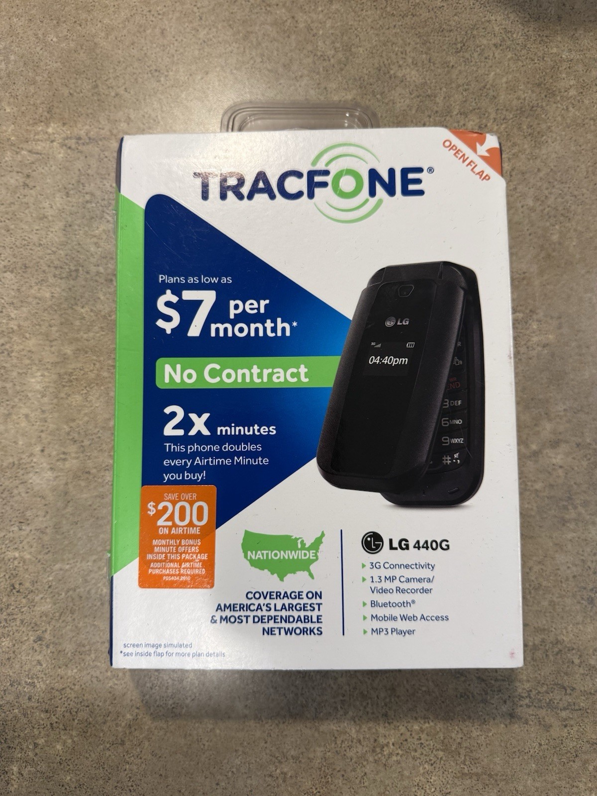 New LG 440G (TracFone) Wireless Flip Phone – Black 3G Flip Phone
