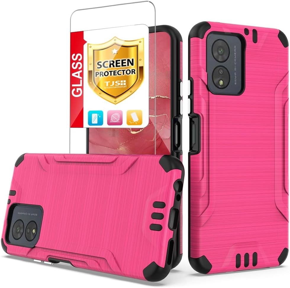 Pink Shockproof Case for Boost Celero5G SC 2024 with Tempered Glass Protector