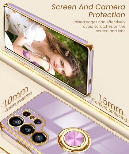 Samsung Galaxy S25 Ultra 5G Case with 2X Screen Protector & 360° Rotatable Ring