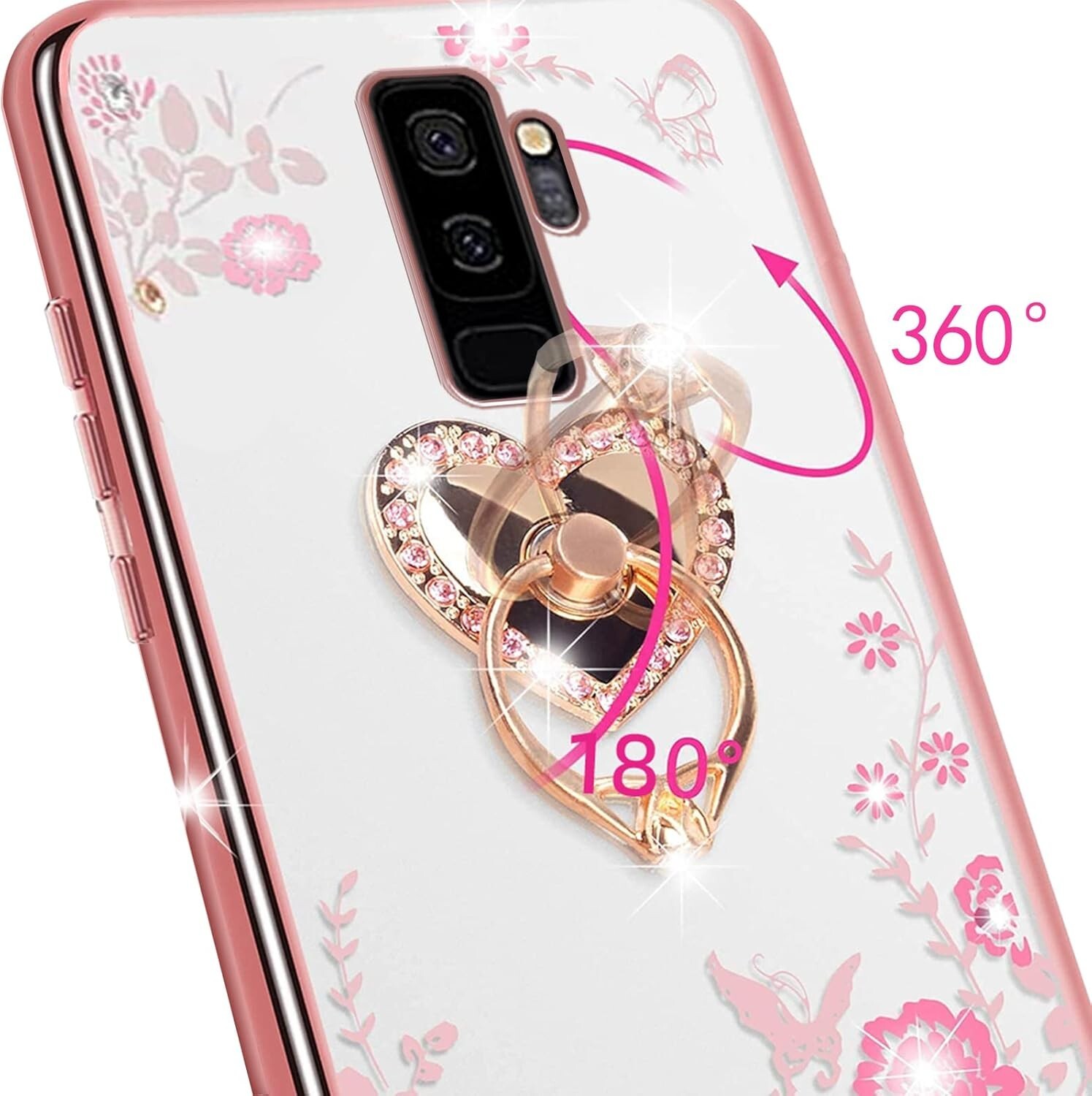 Samsung Galaxy S9 Plus Case Girls Floral Thin Armor Shockproof Protective Cover