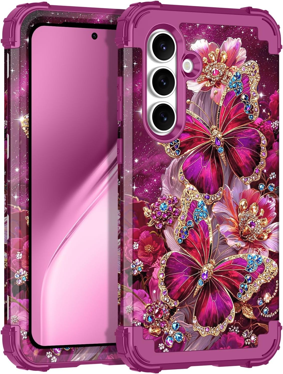 Galaxy S25 FE Case, Three Layer Heavy Duty Shockproof Protection Hard Plastic Bu