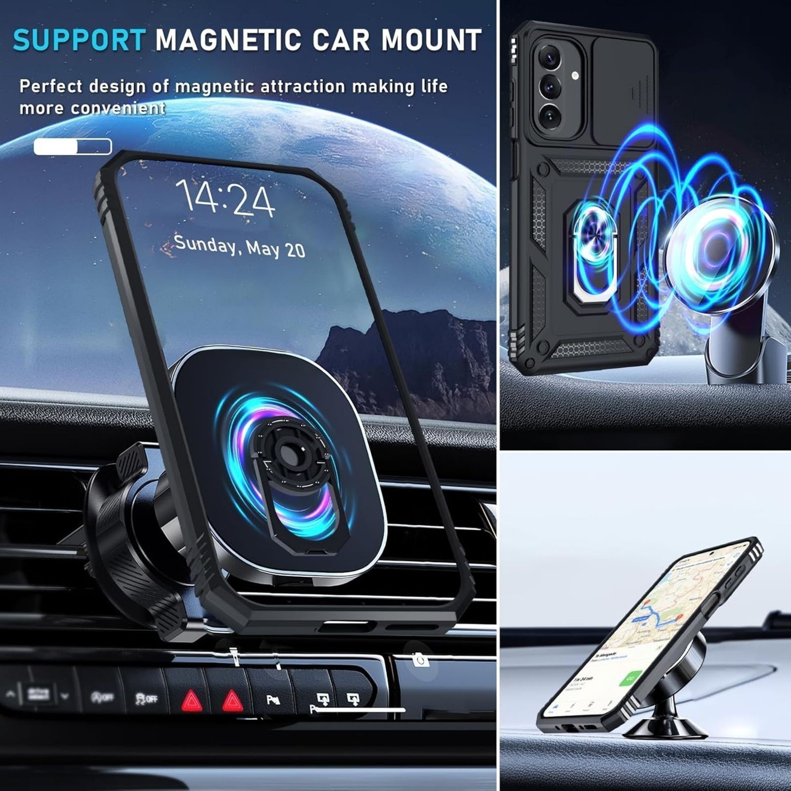 For Samsung Galaxy A26 5G Black Case With Heavy Duty Shockproof Protective Cover