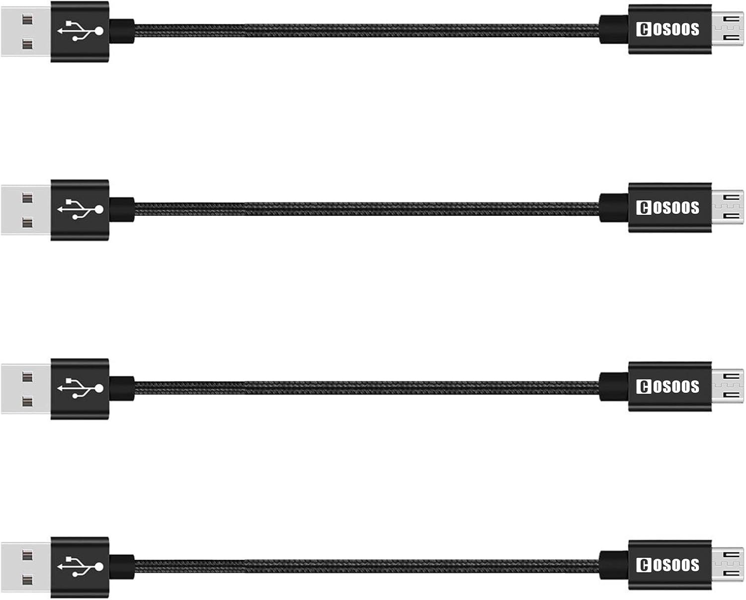 4 Pack USB Micro Cables for Samsung Galaxy S7 Edge/S6 9in Charge & Sync