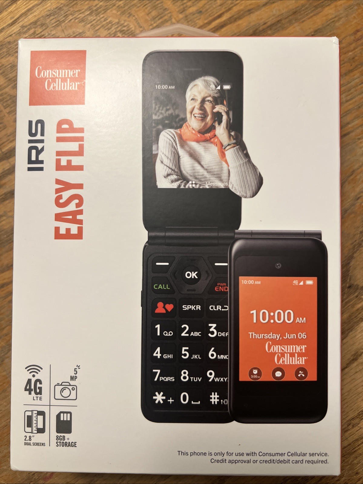 CONSUMER CELLULAR IRIS FLIP PHONE 4G LTE SENIOR Large Buttons Voice‑to-Text NEW