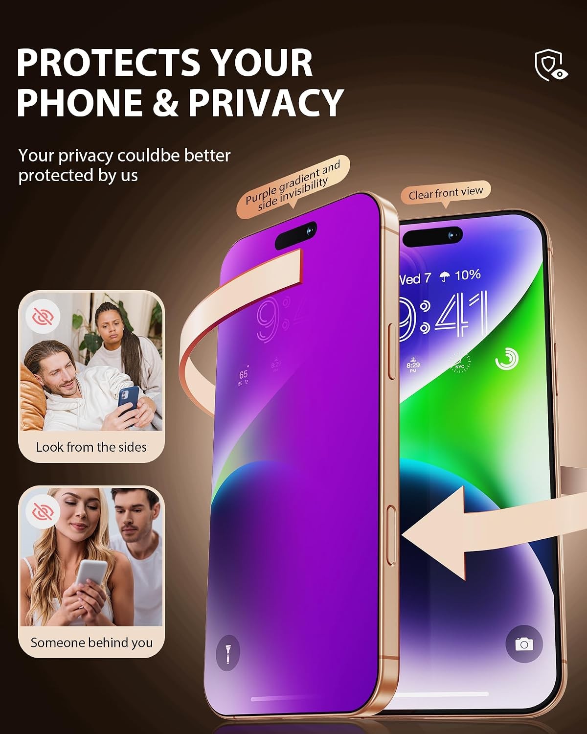 Privacy Screen Protector for iPhone 17 6.5 Inch Anti Spy Anti Blue Light Tempere