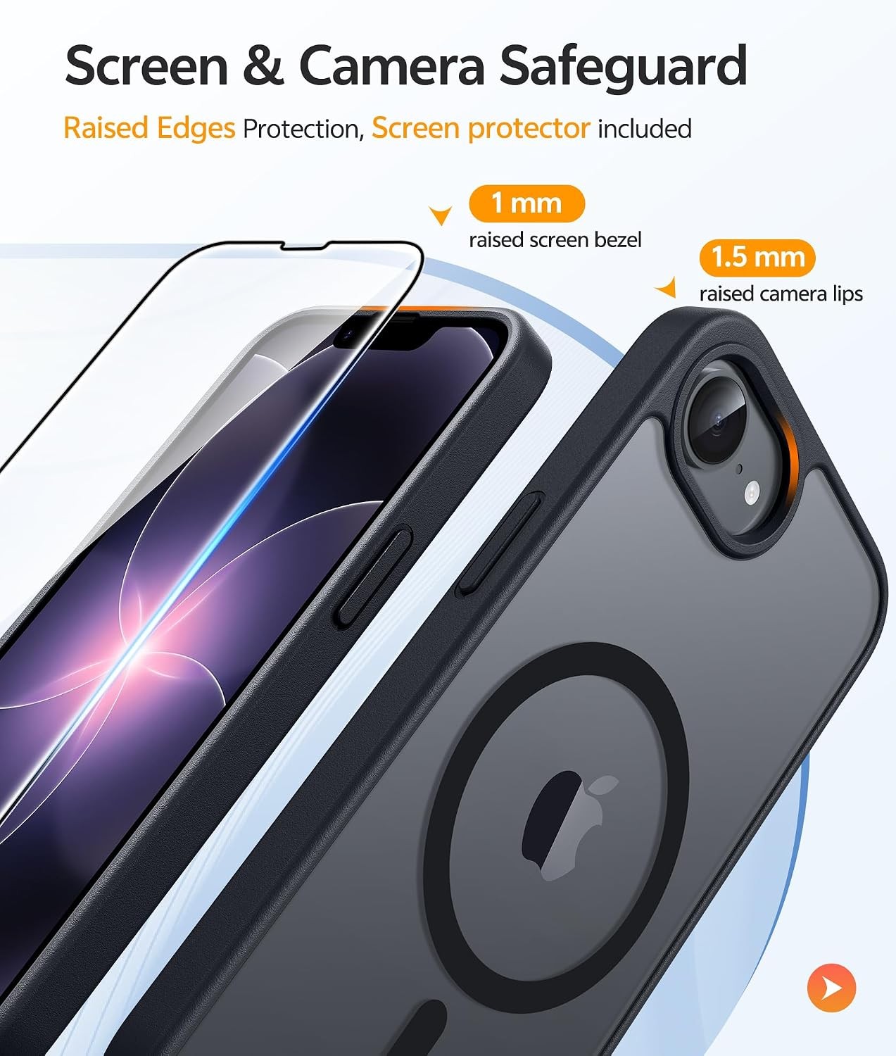Case & Screen Protector for iPhone 17e & iPhone 16e Military Grade Shockproof Bl