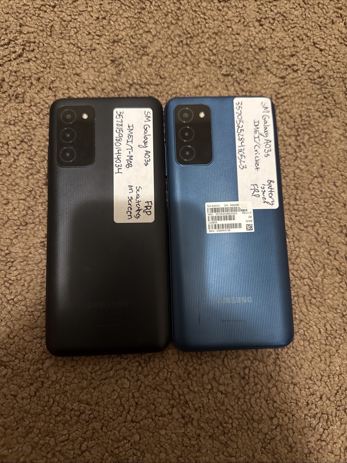 Lot of 2 Samsung Galaxy A03s (For Parts Only)