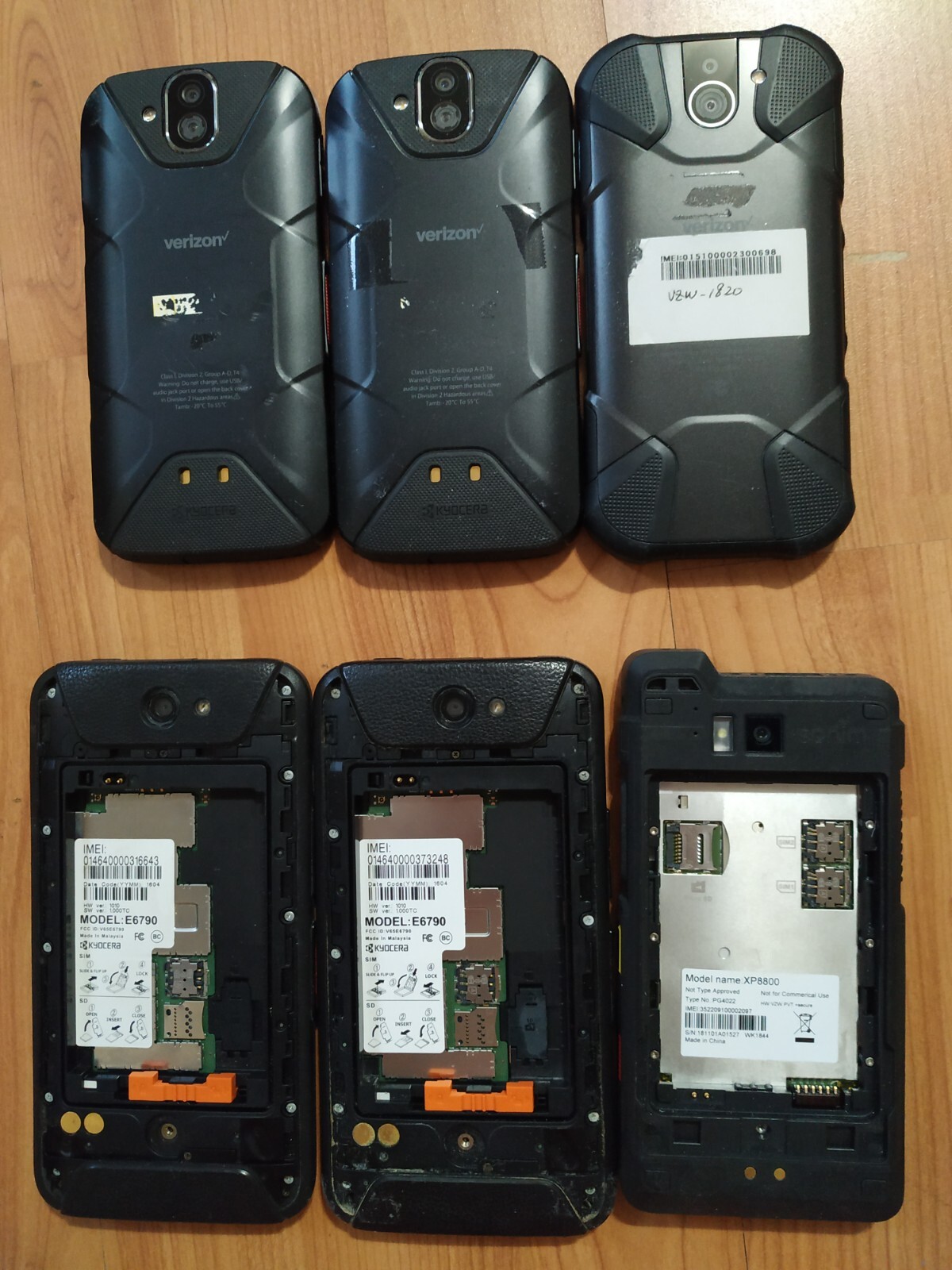 Lot of 6 Kyocera Duraforce Pro E6790/E6810/E6910/ Sonim XP8800 32or64GB For part