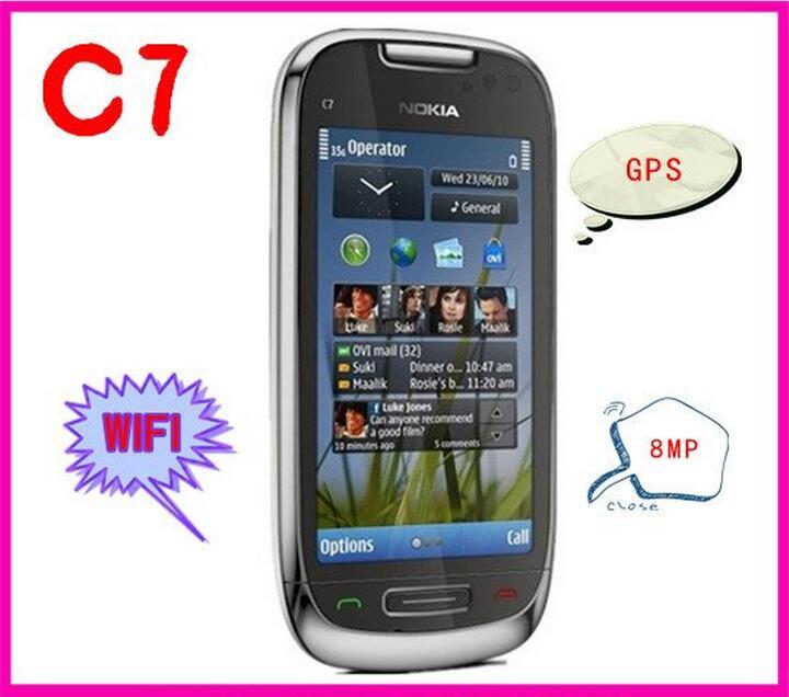 C7-00 Nokia C7 3G Wifi A-GPS Java 8MP camera mobile phone 8GB internal storage