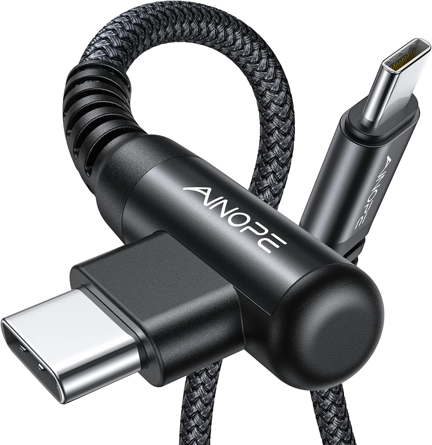 USB C Cable 60W 2-Pack 6.6ft Nylon Braided Type C Charger Fast Charging Right An